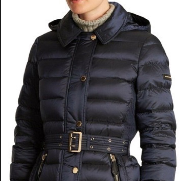 Burberry Navy Ashmoore quilted Goose Down Hoodie Coat size Large - Picture 3 of 13